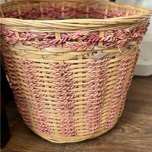 Woven Basket with Pink Accents